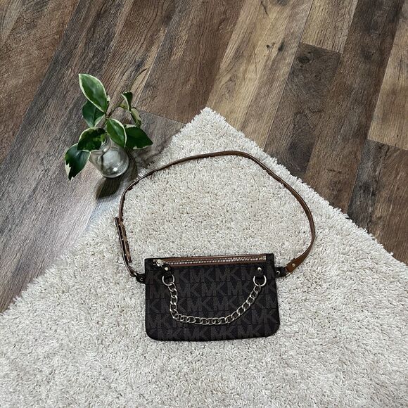 Michael Kors MK Signature Medium Brown Fanny Pack Belt Bag